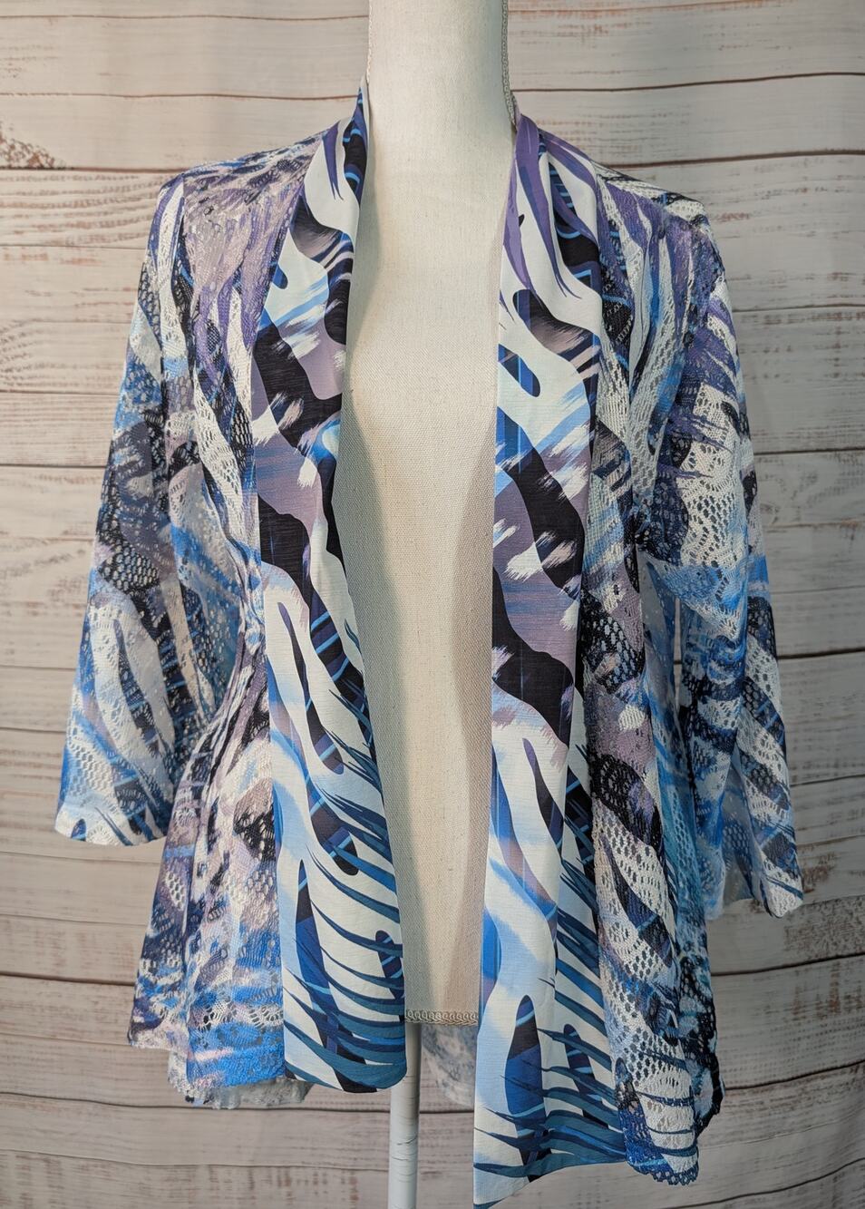 Coastal Sheer Fishnet Lace Knit Open Duster Cardigan Jacket Princess Cruises